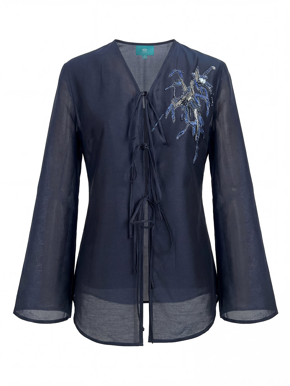 MUKZIN "Capsule Collection" New Chinese Style Heavy Embroidered Mulberry Silk Navy Shirt