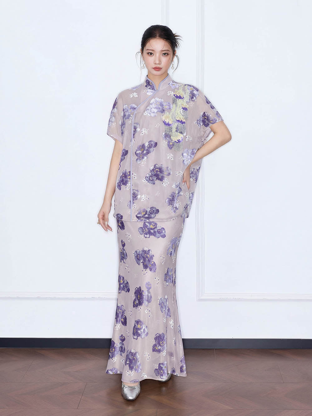 MUKZIN "Capsule Collection" Chinese Style Intangible Cultural Heritage Heavy Su Embroidery Freesia Top