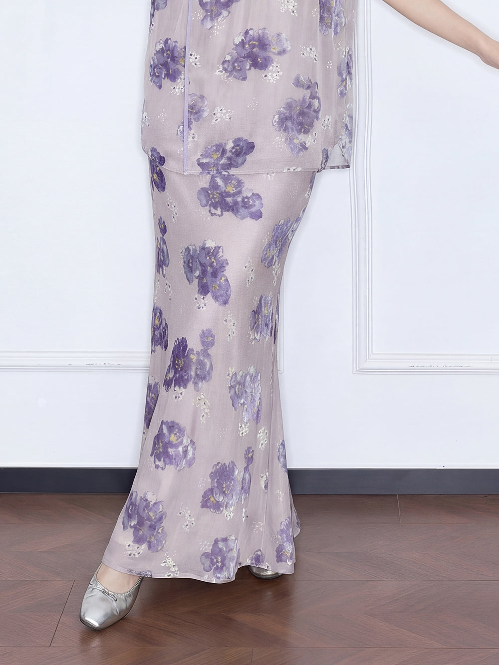 MUKZIN "Capsule Collection" Chinese Style Intangible Cultural Heritage Heavy Su Embroidery Freesia Midi Skirt