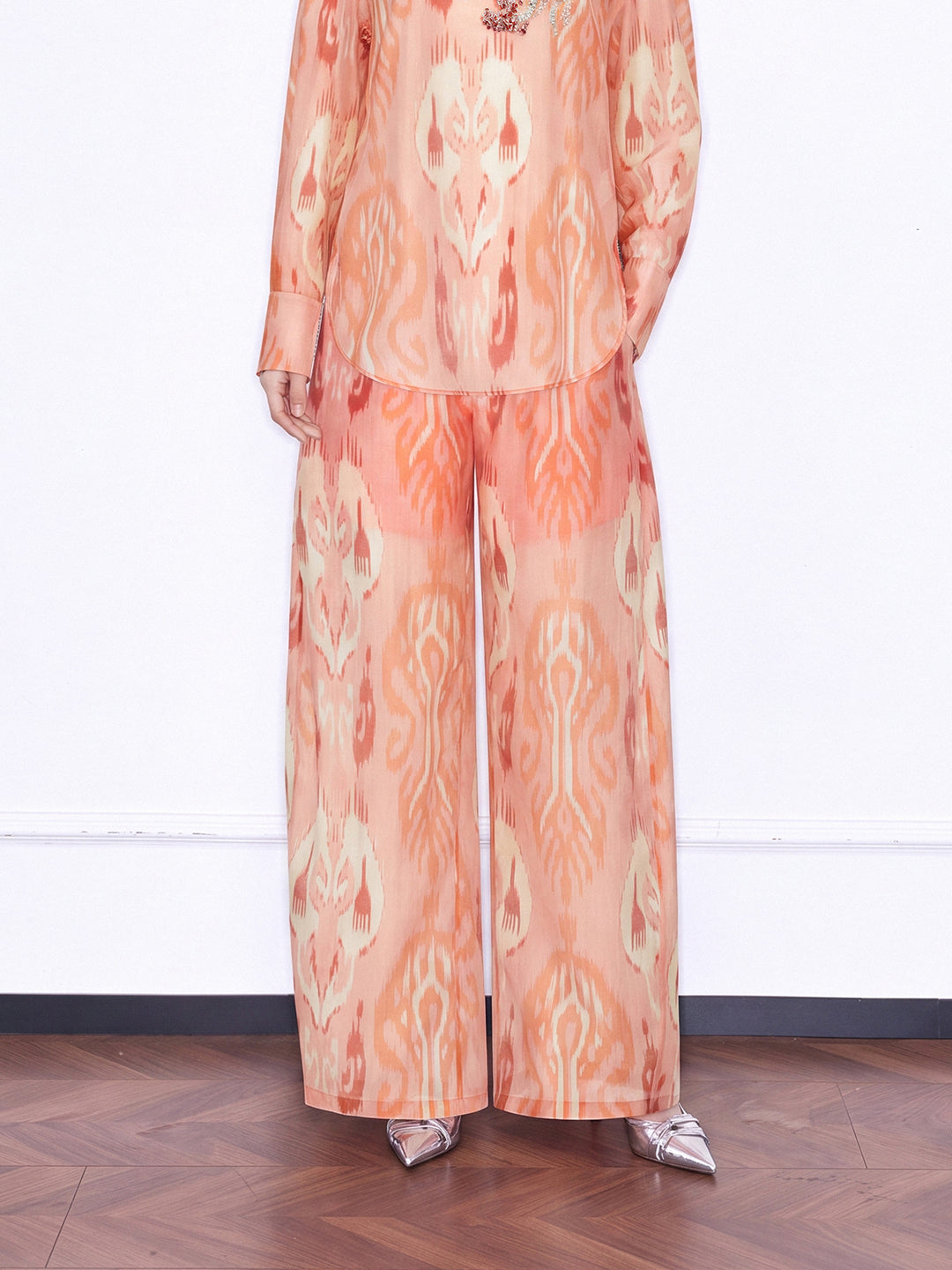 MUKZIN "Capsule Collection" New Chinese Style Orange Embroidered Printed Matching Set Trousers