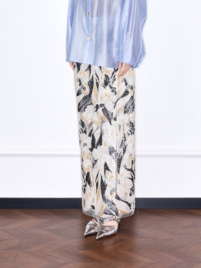 Capsule Collection “Fangfei” Oriental-Inspired New Chinese Style Sequin Midi Skirt