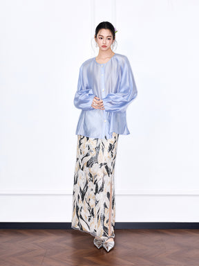 Capsule Collection “Fangfei” Oriental-Inspired New Chinese Style Sequin Midi Skirt