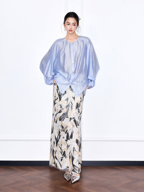 Capsule Collection “Fangfei” Oriental-Inspired New Chinese Style Sequin Midi Skirt
