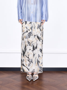 Capsule Collection “Fangfei” Oriental-Inspired New Chinese Style Sequin Midi Skirt