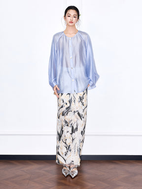 Capsule Collection “Fangfei” Oriental-Inspired New Chinese Style Sequin Midi Skirt