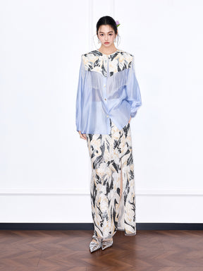 Capsule Collection “Fangfei” Oriental-Inspired New Chinese Style Sequin Midi Skirt