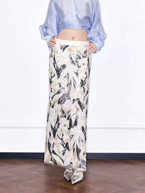 Capsule Collection “Fangfei” Oriental-Inspired New Chinese Style Sequin Midi Skirt