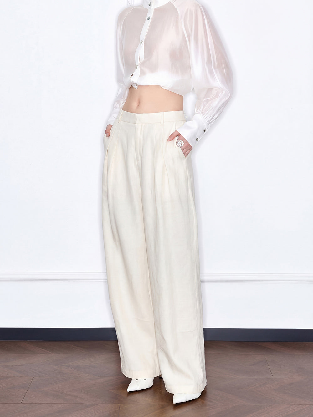 MUKZIN "Capsule Collection" Thin Linen Straight-Leg Loose Draped Casual Trousers