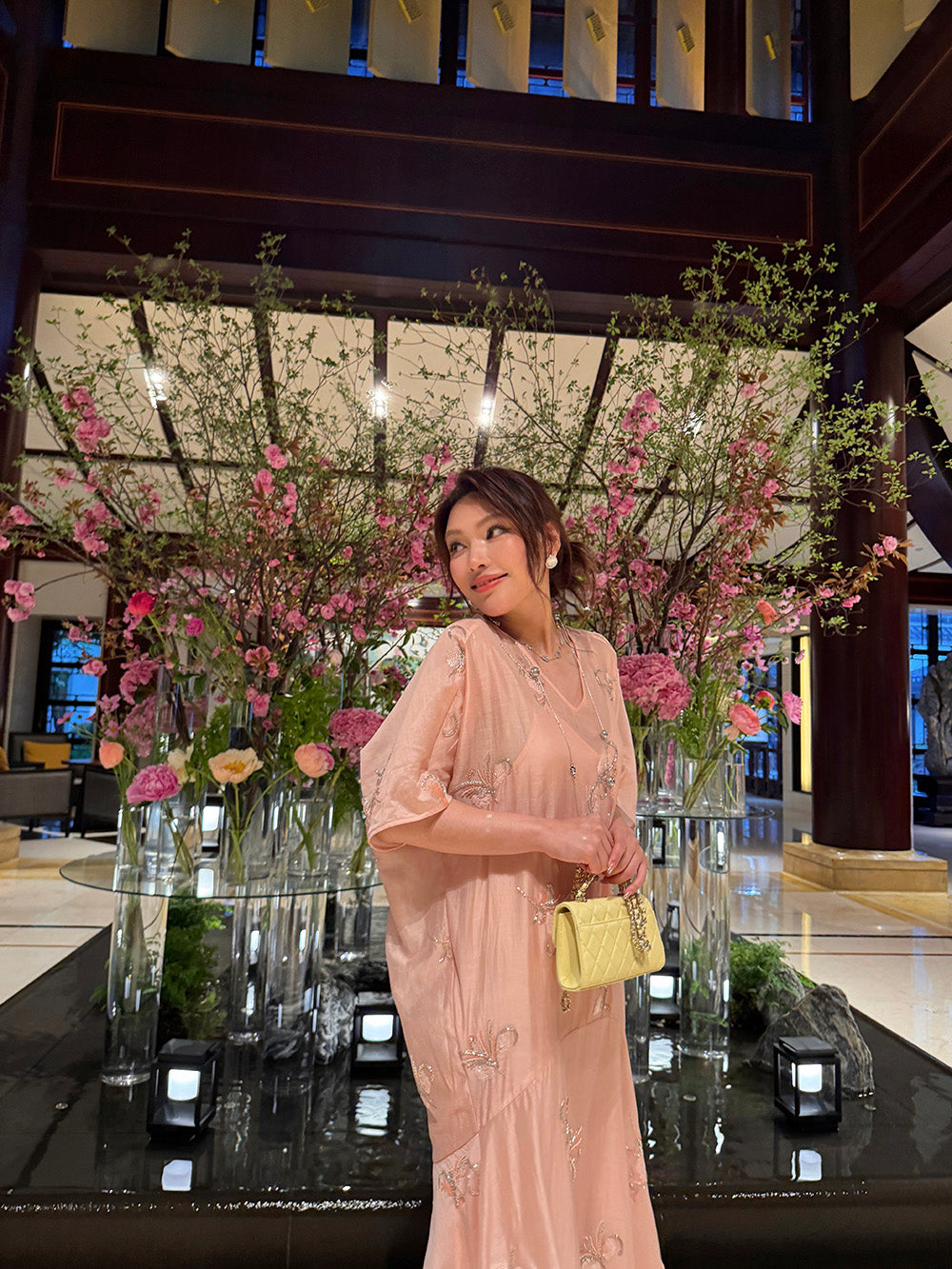 MUKZIN×"Capsule Collection" New Chinese Style Heavy Embroidered Designer Loose Pink Dress