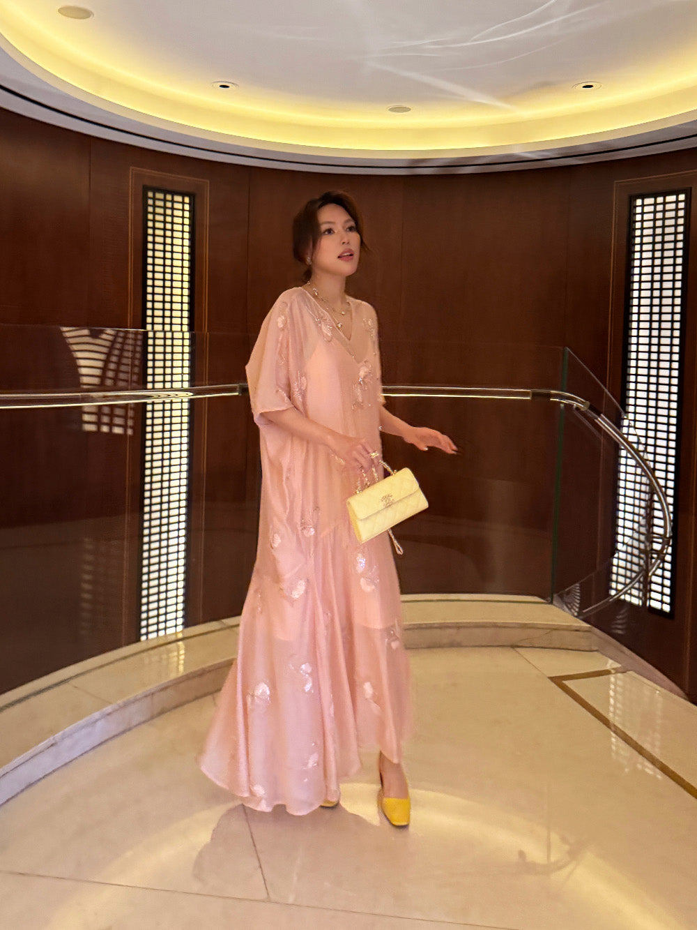 MUKZIN×"Capsule Collection" New Chinese Style Heavy Embroidered Designer Loose Pink Dress