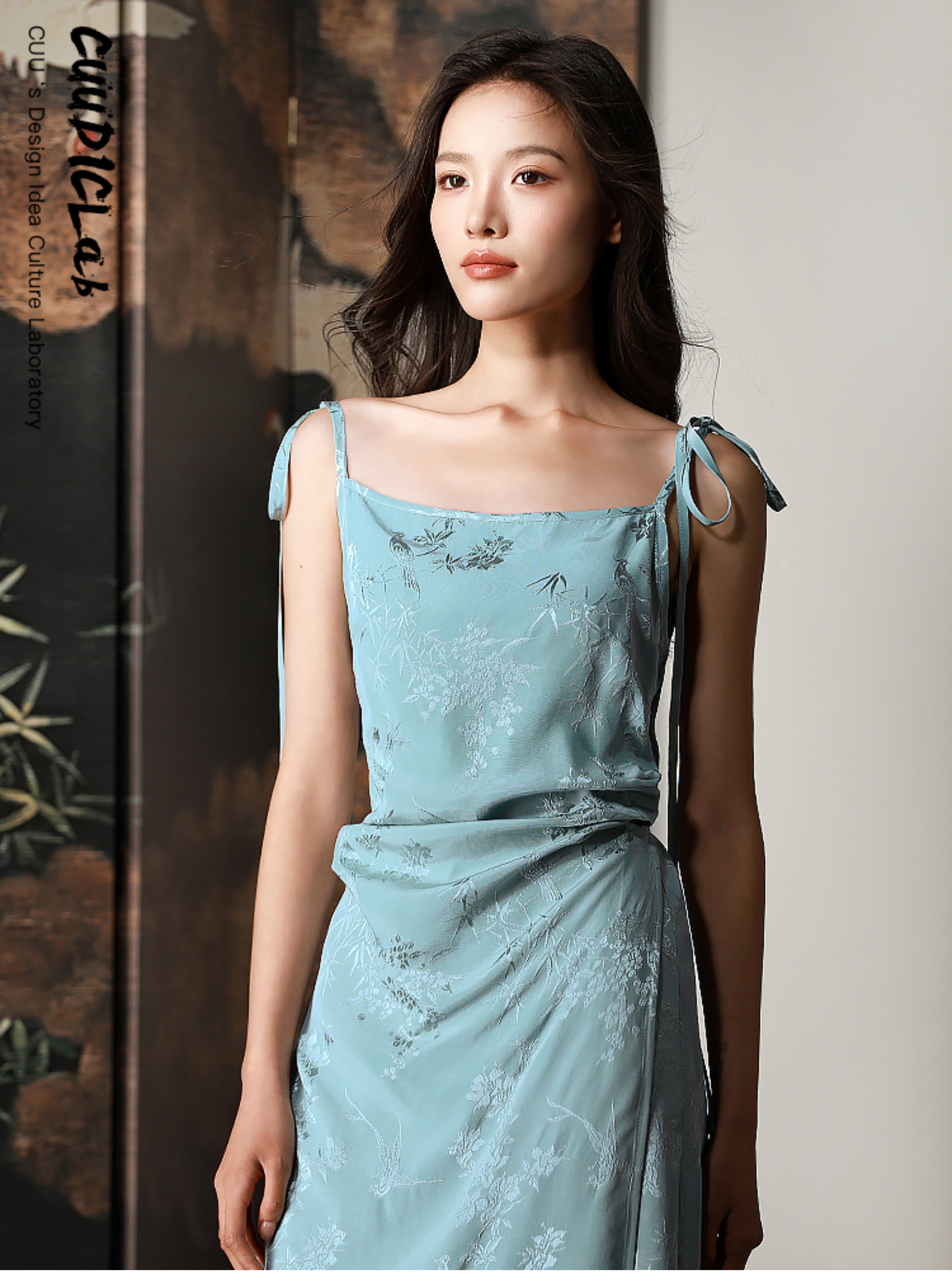 MUKTANK X CUUDICLAB Silk Jacquard Strap Dress