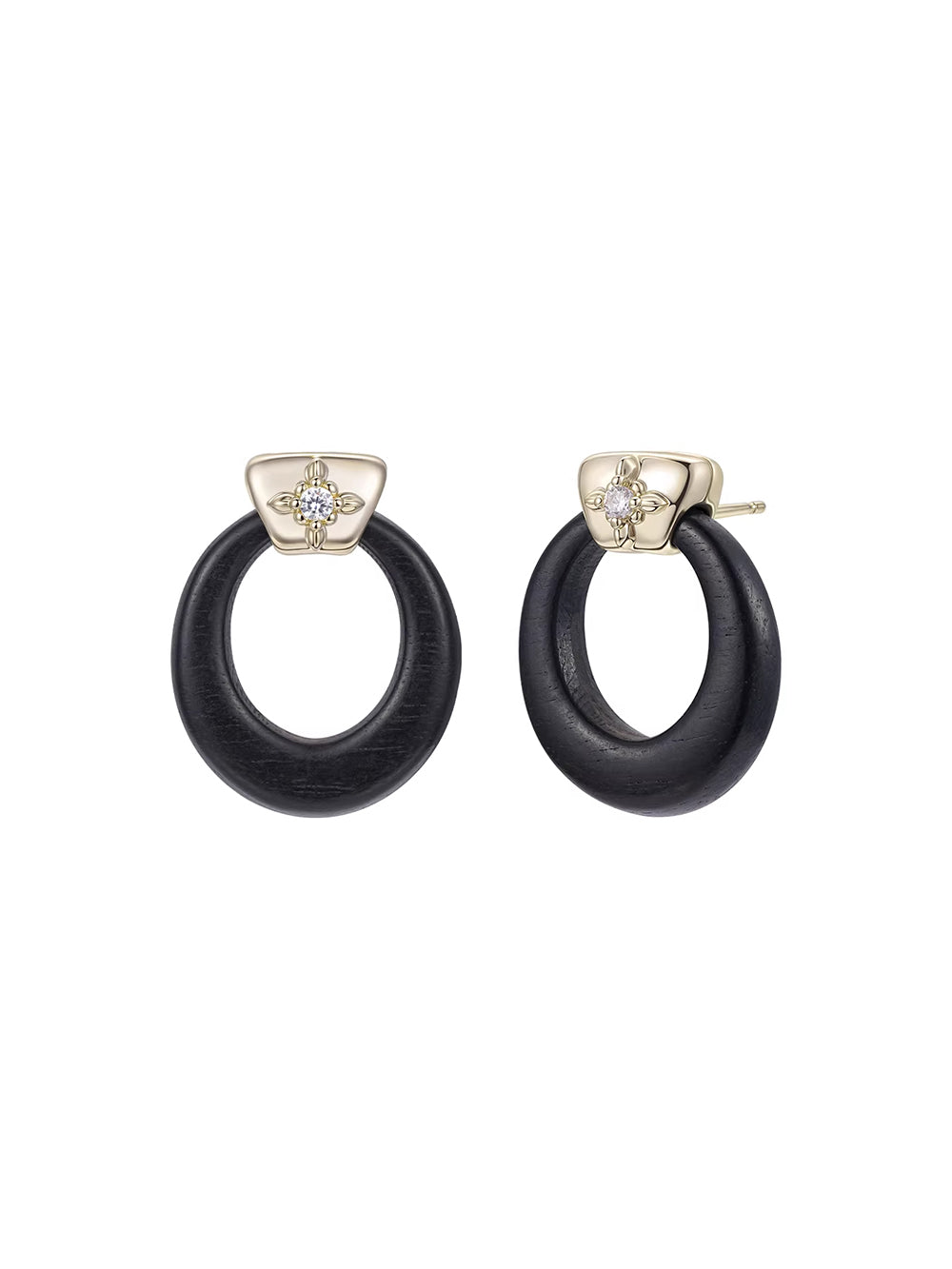 MUKTANK×SUN HUNTER Wooden Ring Iris Stud Earrings
