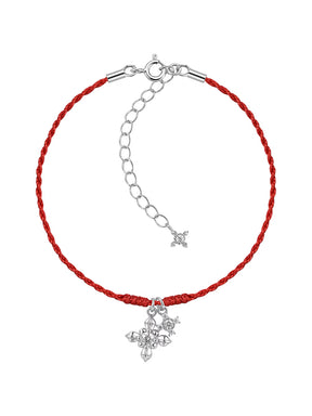 MUKTANK × SUN HUNTER Iris Double Flower Red String Bracelet (Light Titanium Gold)