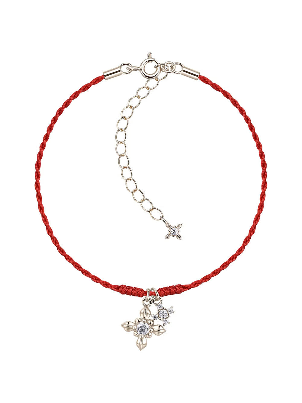 MUKTANK × SUN HUNTER Iris Double Flower Red String Bracelet (Light Titanium Gold)