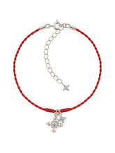 MUKTANK × SUN HUNTER Iris Double Flower Red String Bracelet (Light Titanium Gold)
