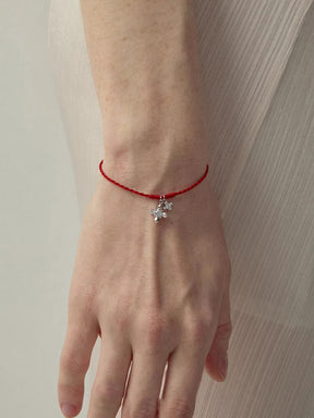 MUKTANK × SUN HUNTER Iris Double Flower Red String Bracelet
