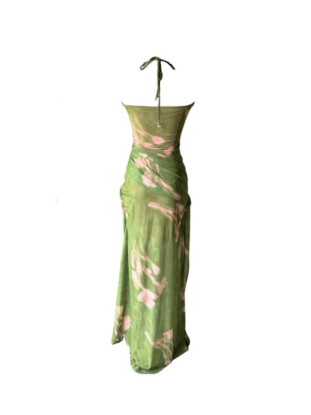 MUKTANK × Jqwention Summer Floral Print Halter U-Neck Slim Vacation Midi Dress
