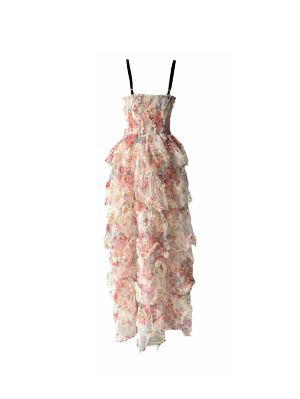 MUKTANK × Jqwention Summer Floral Halter V-Neck Waisted Flared Dress