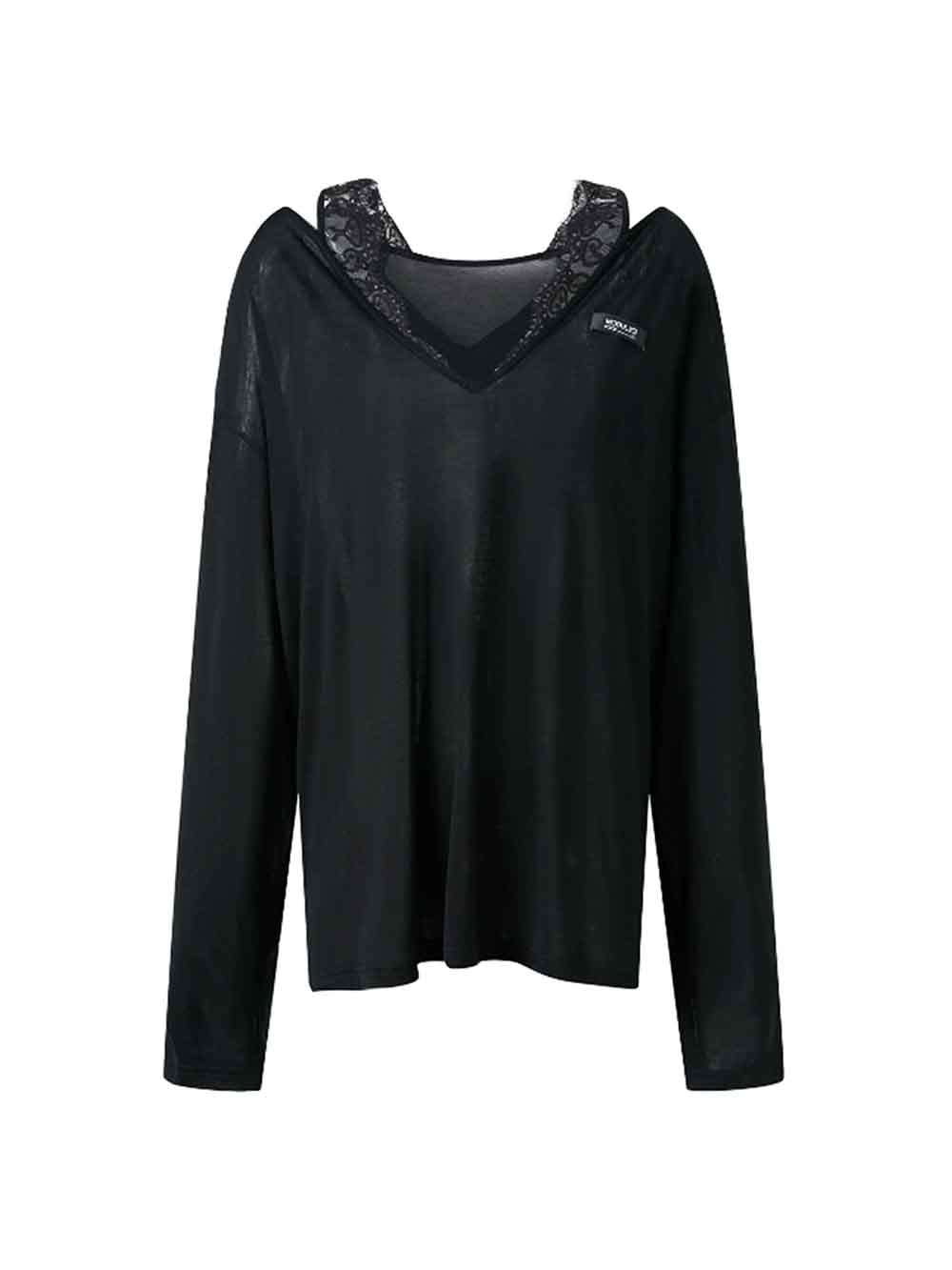 MUKTANK × Jqwention Lace Panel Tencel Cool-Feel T-Shirt