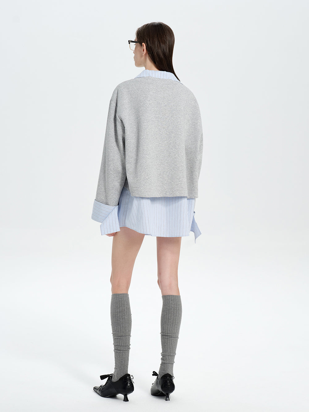 MUKTANK×MODULER Faux Two-Piece Layered Shirt Sweatshirt