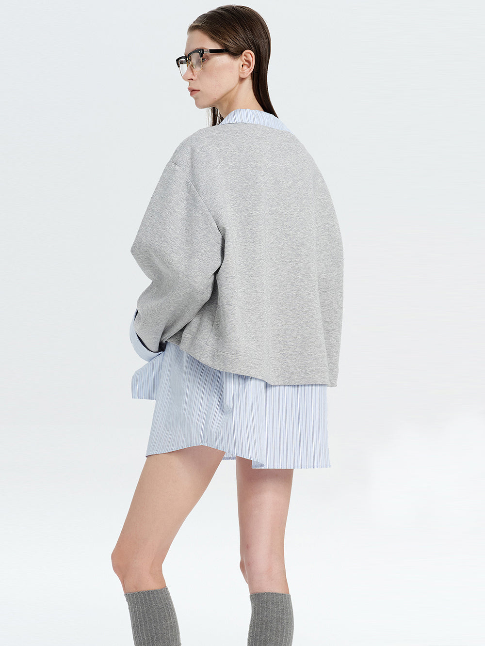 MUKTANK×MODULER Faux Two-Piece Layered Shirt Sweatshirt
