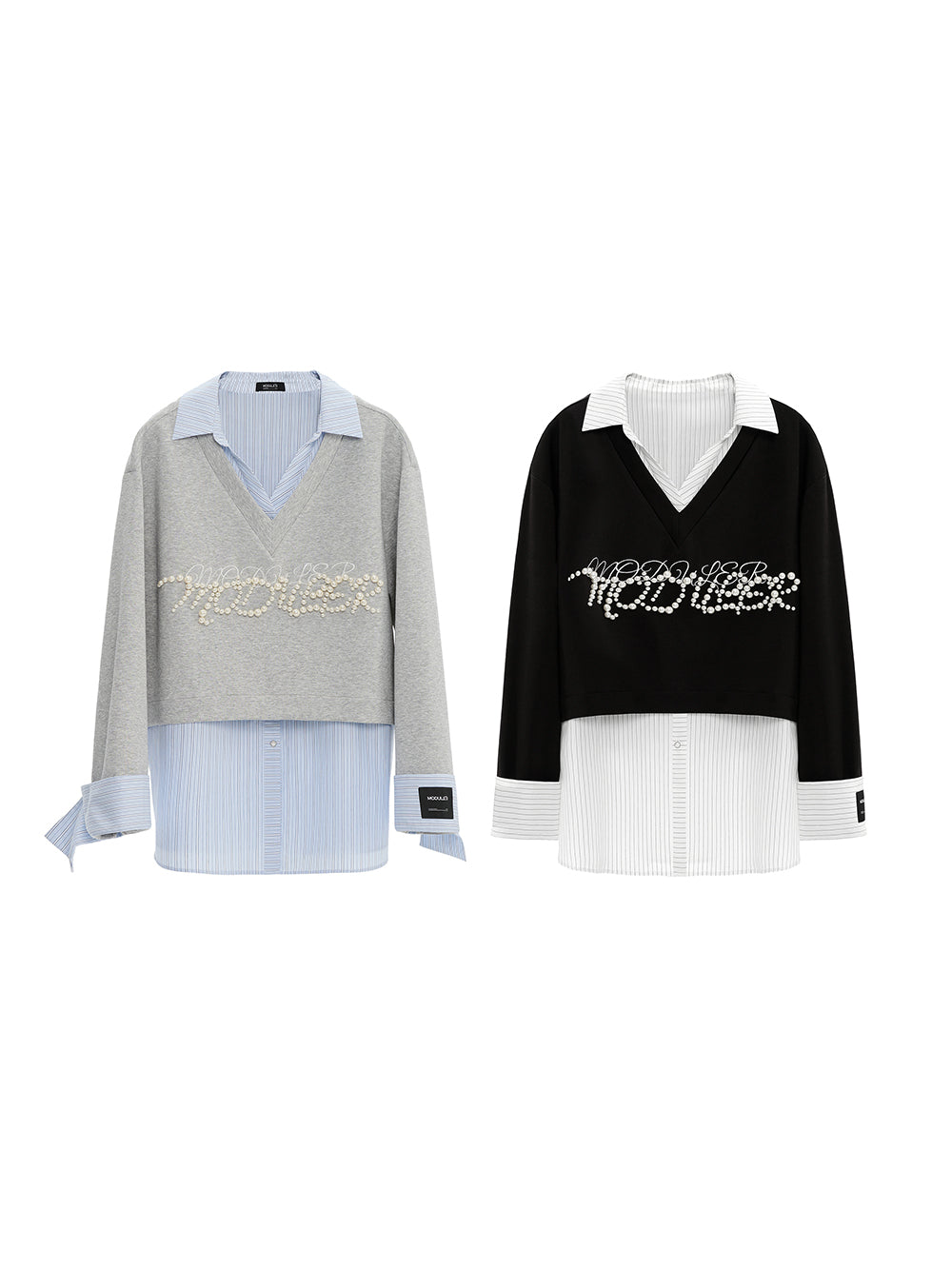 MUKTANK×MODULER Faux Two-Piece Layered Shirt Sweatshirt