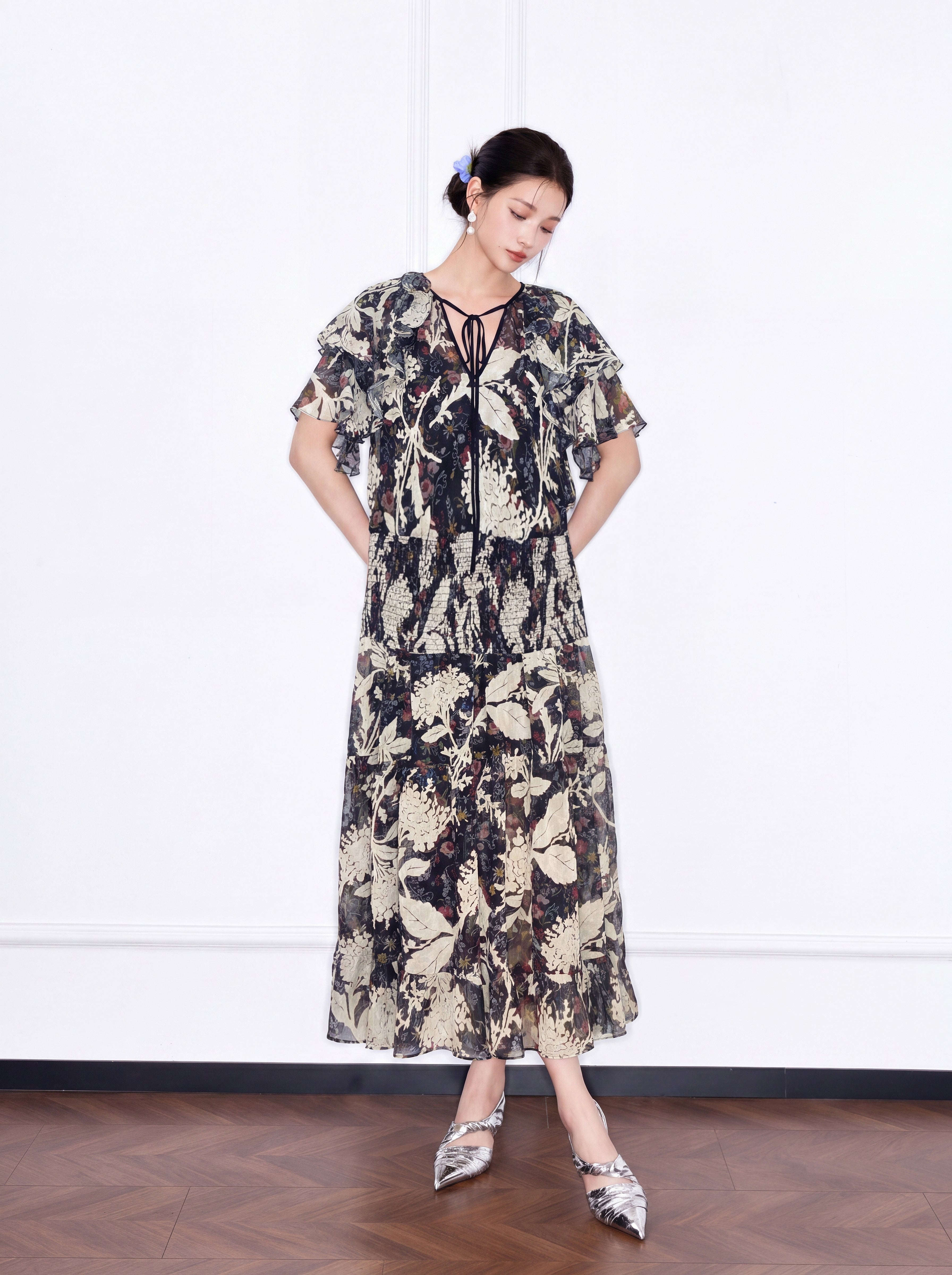 MUKZIN×"Capsule Collection" Modern Chinese Printed Resort 2-Piece Dress