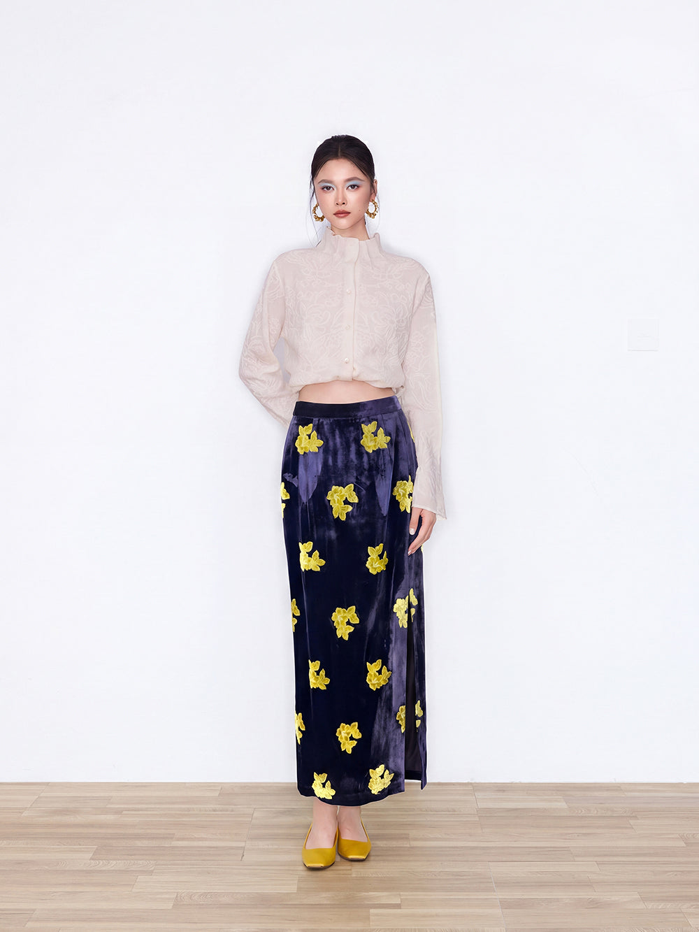 MUKZIN×Flourishing New Chinese-Style Vintage Silk Velvet Skirt Set