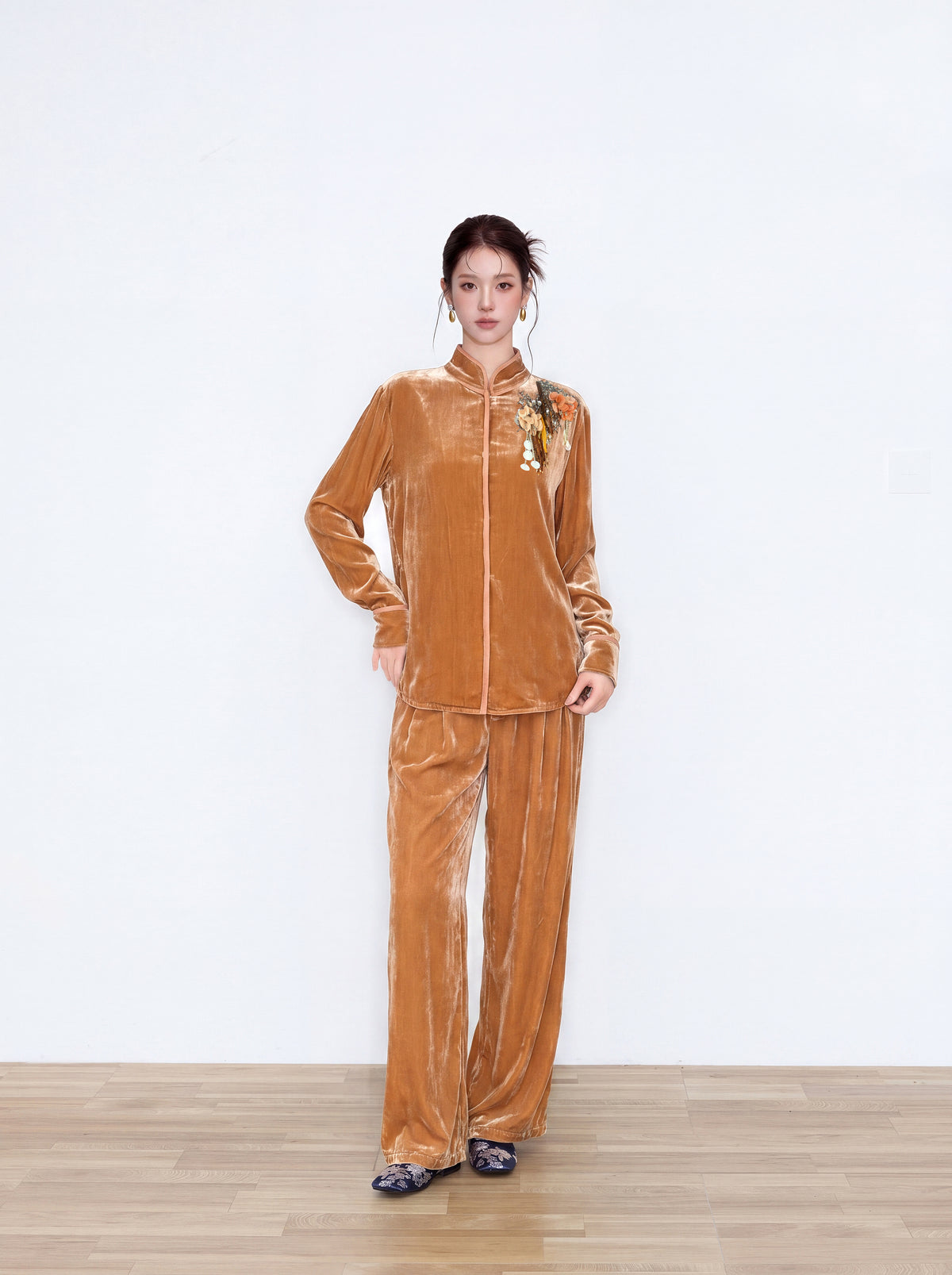 MUKZIN×Capsule Collection New Chinese-Style Silk Velvet Shirt