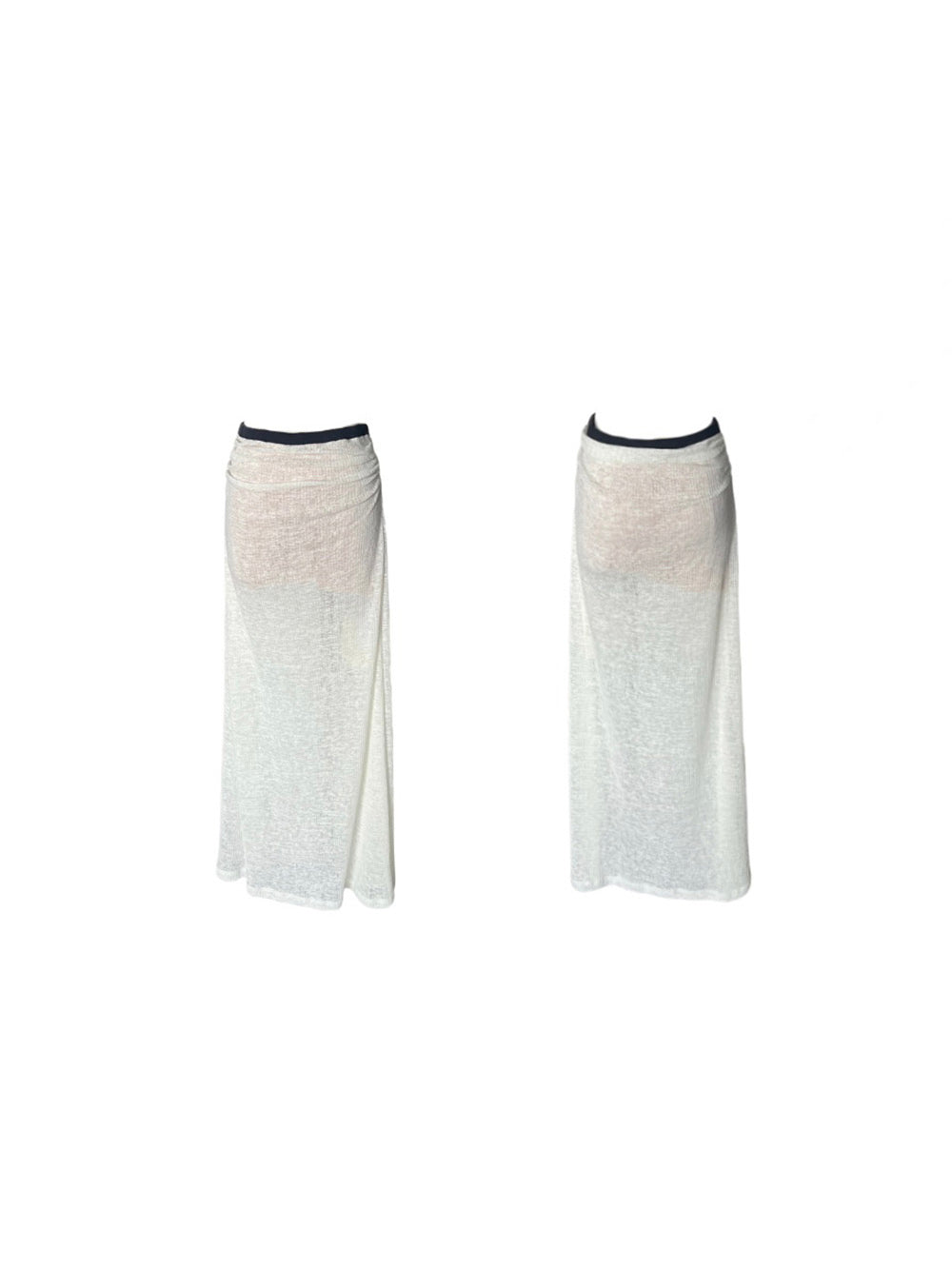 MUKTANK×Jqwention Black & White Contrast Lace Trim Moonlight Slim Suit Midi Skirt