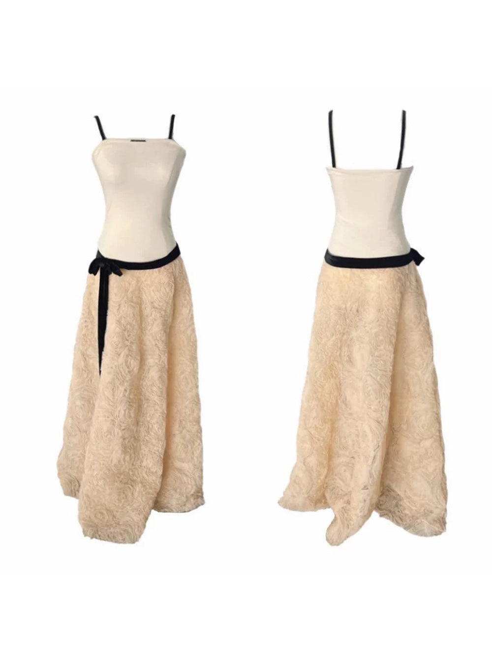 MUKTANK×Jqwention French Camisole Puff Dress Slim Fit Vacation Dress