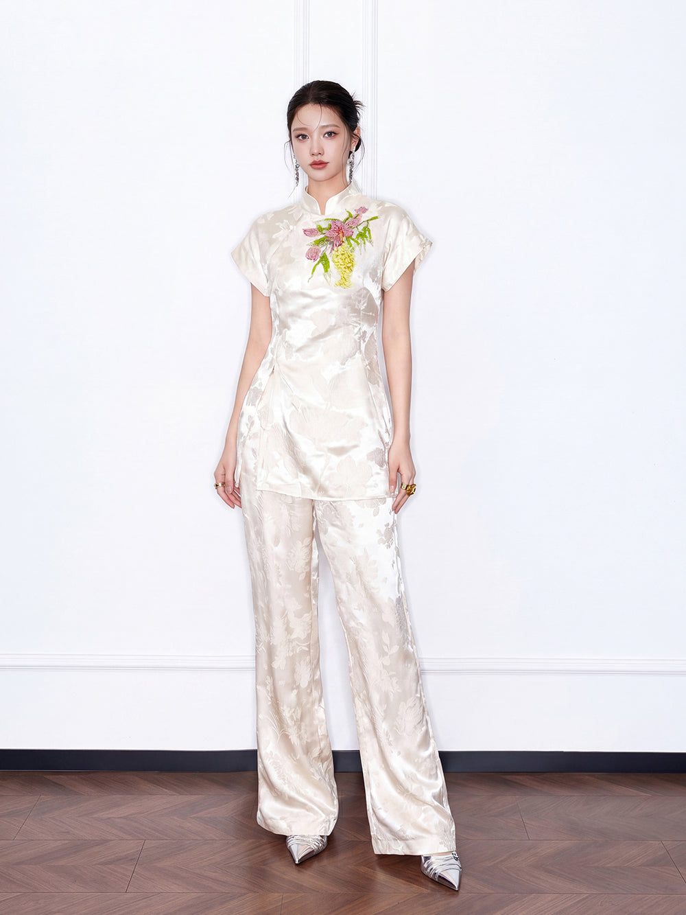 MUKZIN×Capsule Collection New Chinese-style traditional floral jacquard embroidery pants