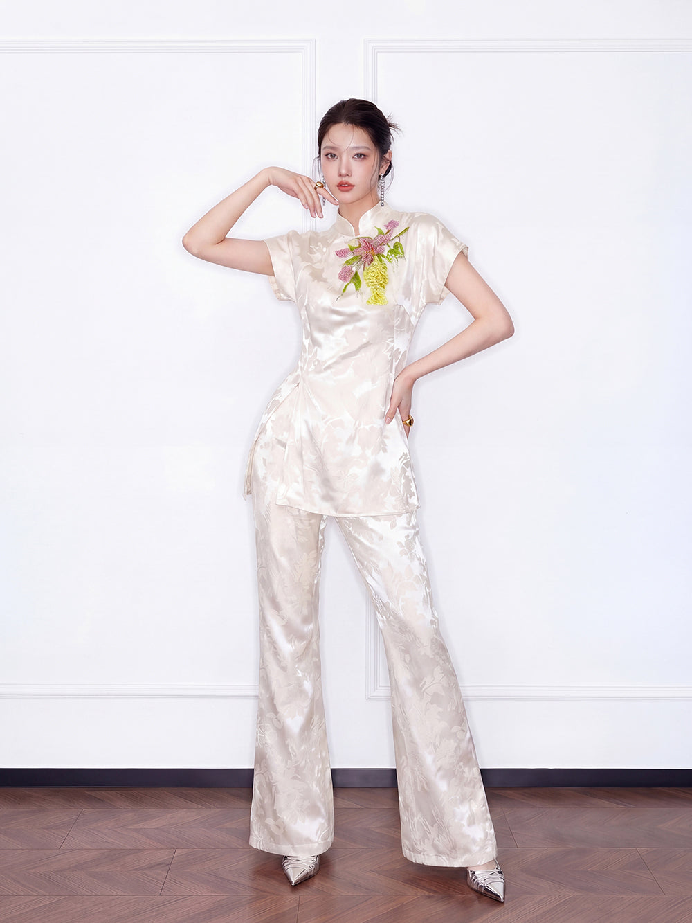 MUKZIN×Capsule Collection New Chinese-style traditional floral jacquard embroidery pants