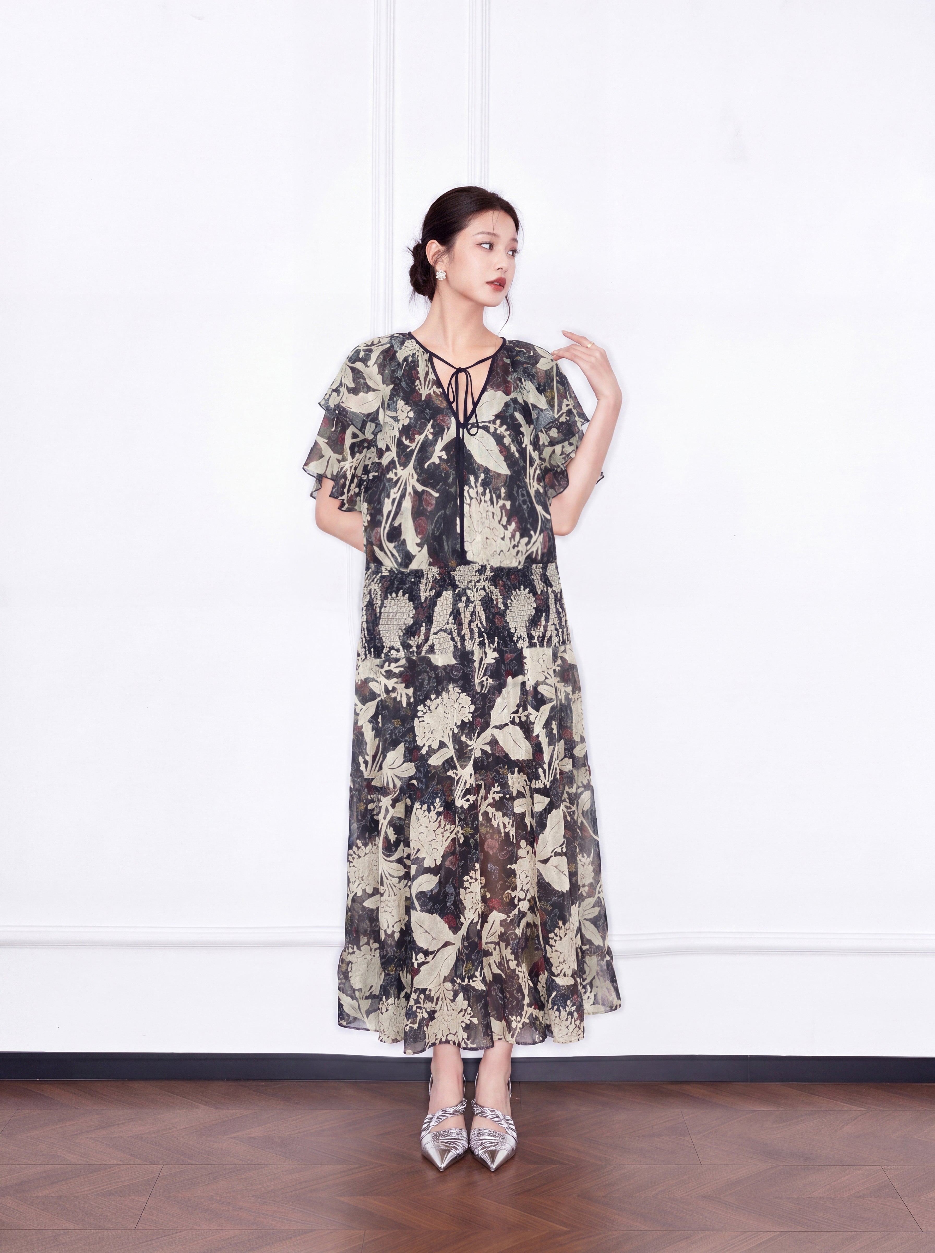 MUKZIN×"Capsule Collection" Modern Chinese Printed Resort 2-Piece Dress