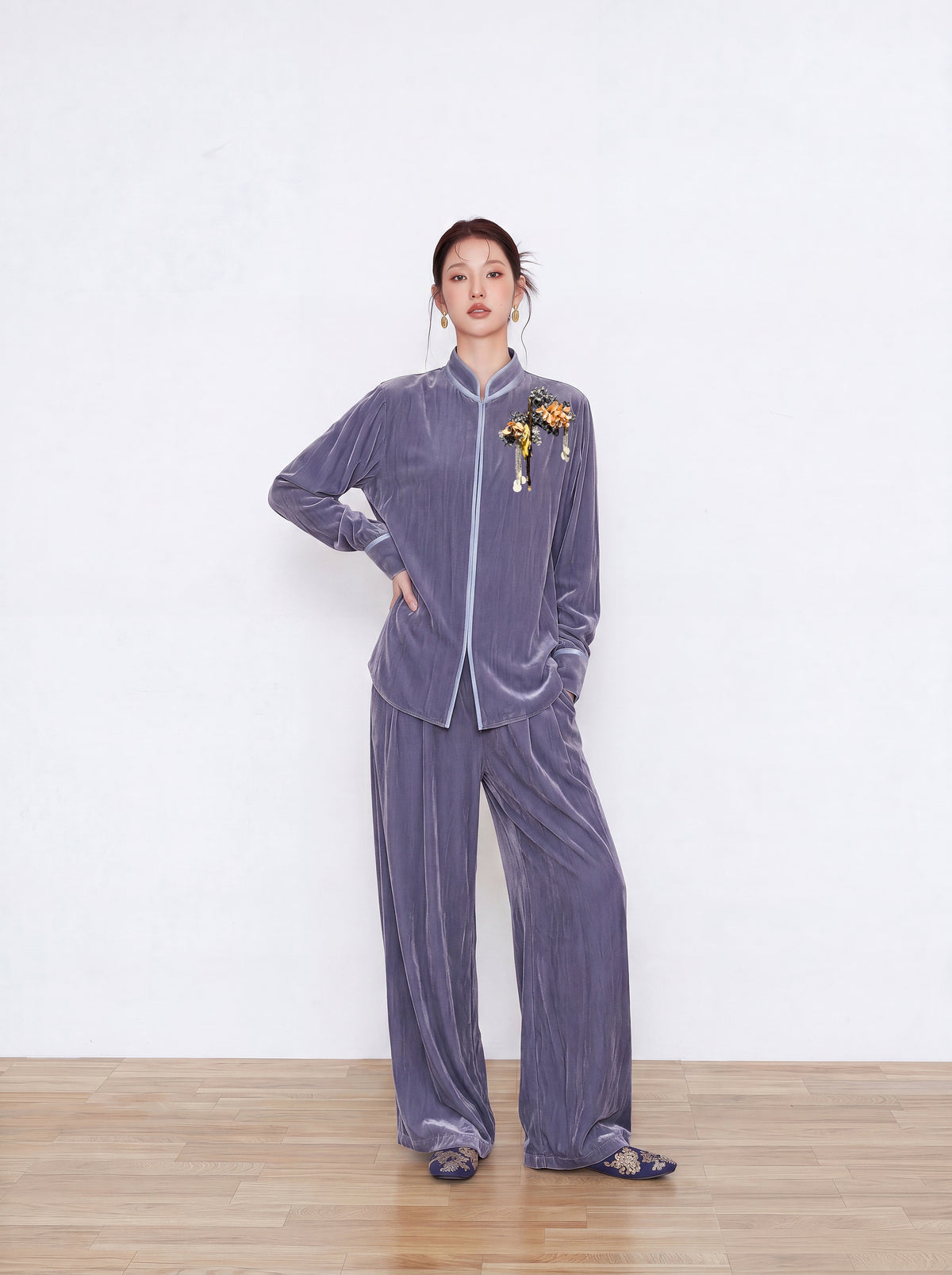 MUKZIN×Capsule Collection New Chinese-Style Silk Velvet Shirt