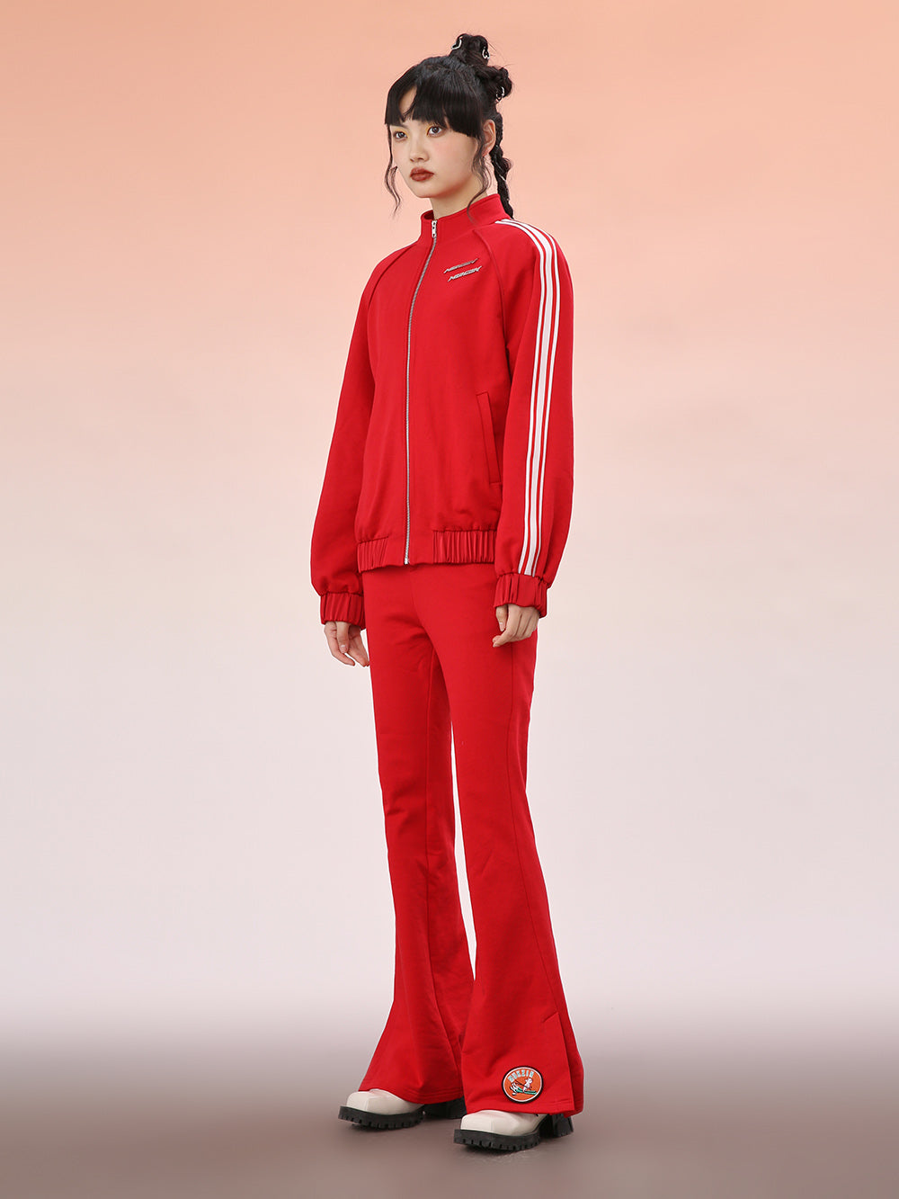 MUKZIN Red Chain Straight-Leg Athletic Trousers