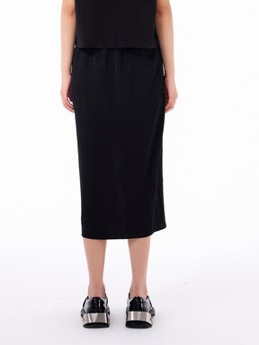 MUKTANK Black Slit Midi Skirt