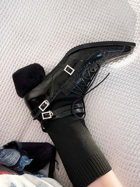 MUKTANK×AZ43 Thick Heel Black Comfortable All-match Boots