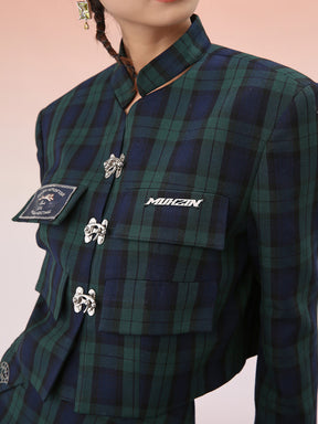 MUKZIN Cropped Shirt Check Coat