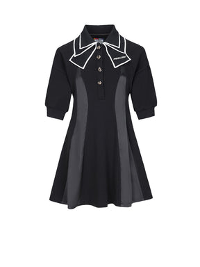 MUKZIN Black Bow Short Sleeve Dress