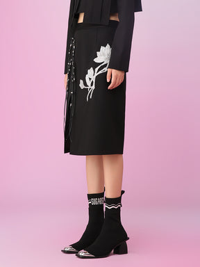 MUKZIN Slit Look-thin Retro Fashion Charming Skirts