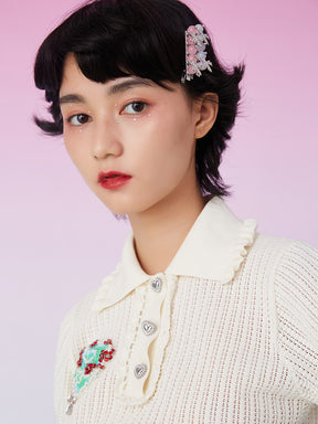 MUKTANK X GEL E LUA Pink White Beads Hairpin Set