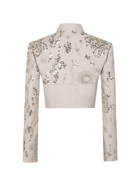 MUKZIN Short Cheongsam Diagonal Collar Paillette Chinese Jacket