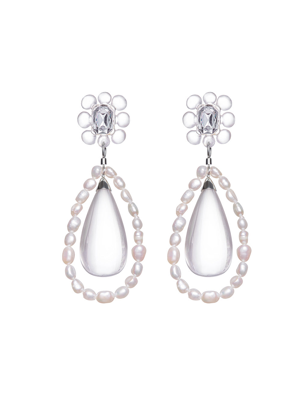MUKTANK Transparent Large Drop Baroque Pearl Earrings