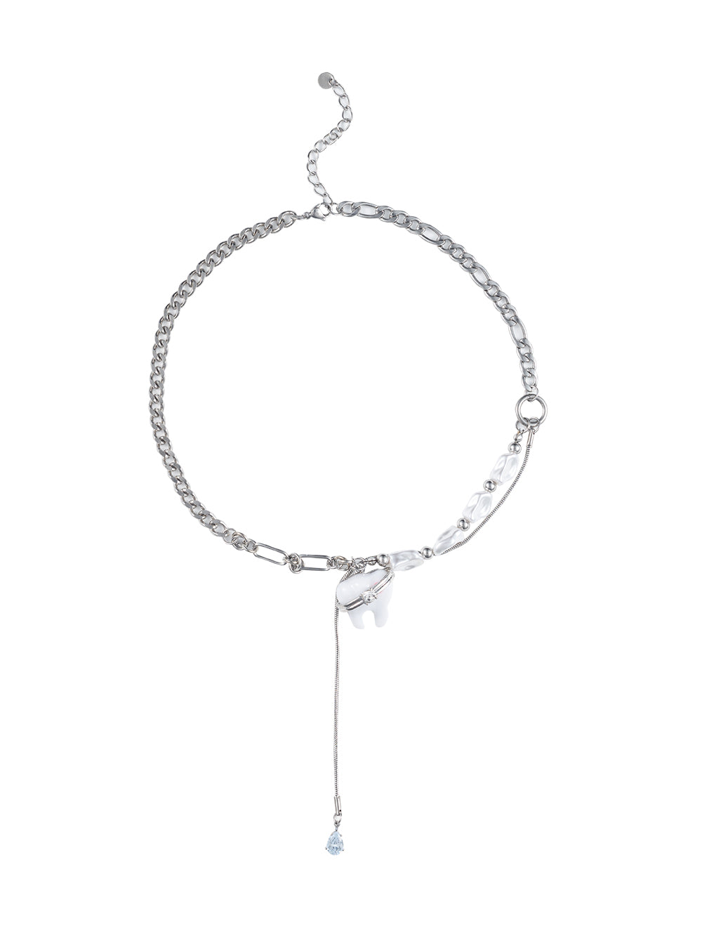 MUKTANK Millennium Silver Pearl Titanium Necklace