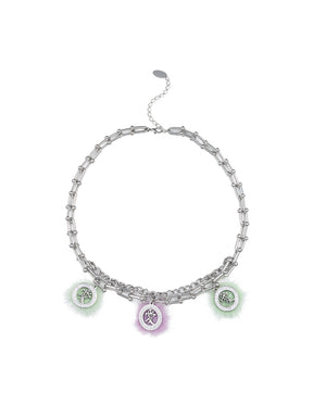 MUKTANK×BLUE VASE Garden Dream Series Multi-Pendant Purple Hair Jade Combination Necklace