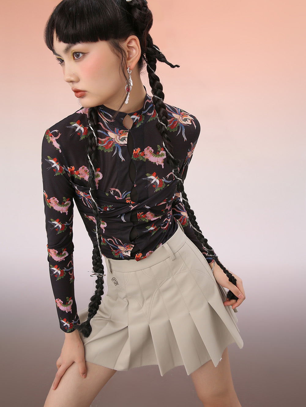 MUKZIN Off-White Trendy All-Match Short Pleated Skirt