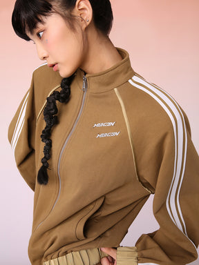 MUKZIN Khaki Oversized Track Jacket with Side Webbing