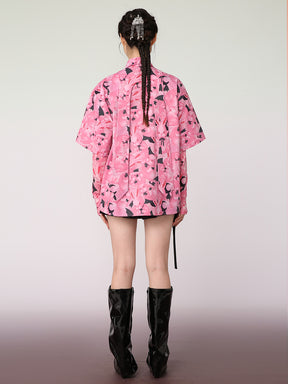MUKZIN Pink Edition Rabbit Print Design Shirt