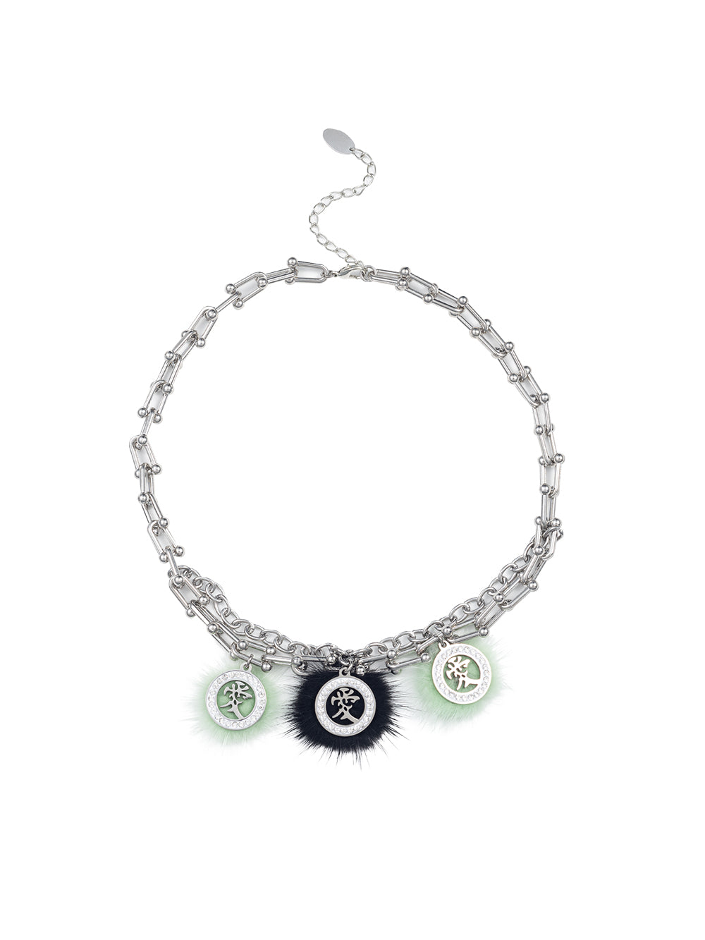 MUKTANK×BLUE VASE Garden Dream Series Multi-Pendant Black Hair Jade Combination Necklace